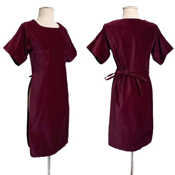 70s vintage velvet tunic top dress overlay Esprit burgundy boho hippie. - Picture 8 of 14